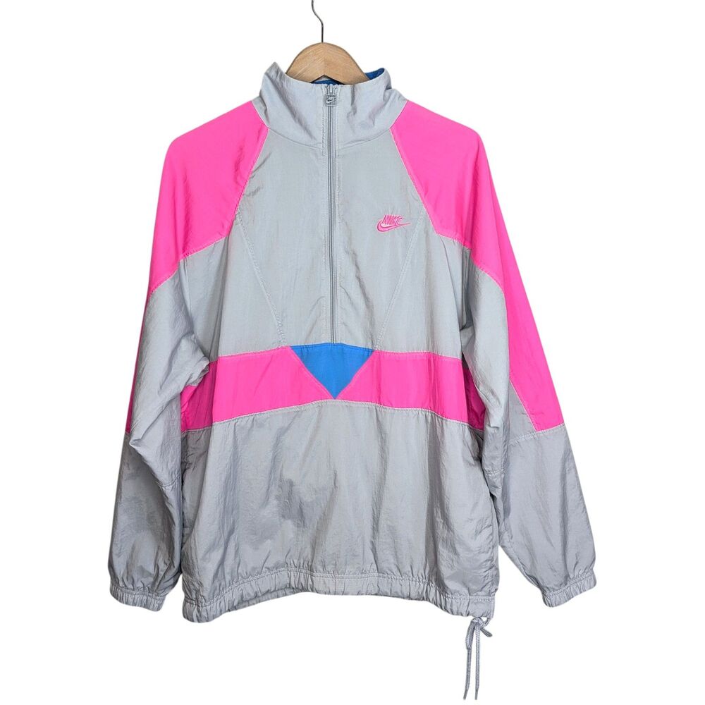 Nike Vaporwave Windbreaker Jacket Mens Medium Zip Gray Pink AJ2299-012 Packable - Picture 2 of 12
